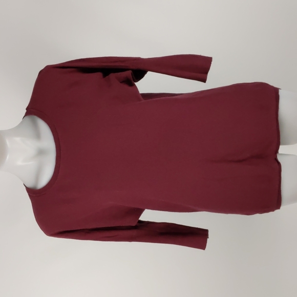 Dotti Women's Top Size Small Maroon 3/4 Sleeve Hi-Low Hem Round Neckline Jumper - Picture 2 of 14